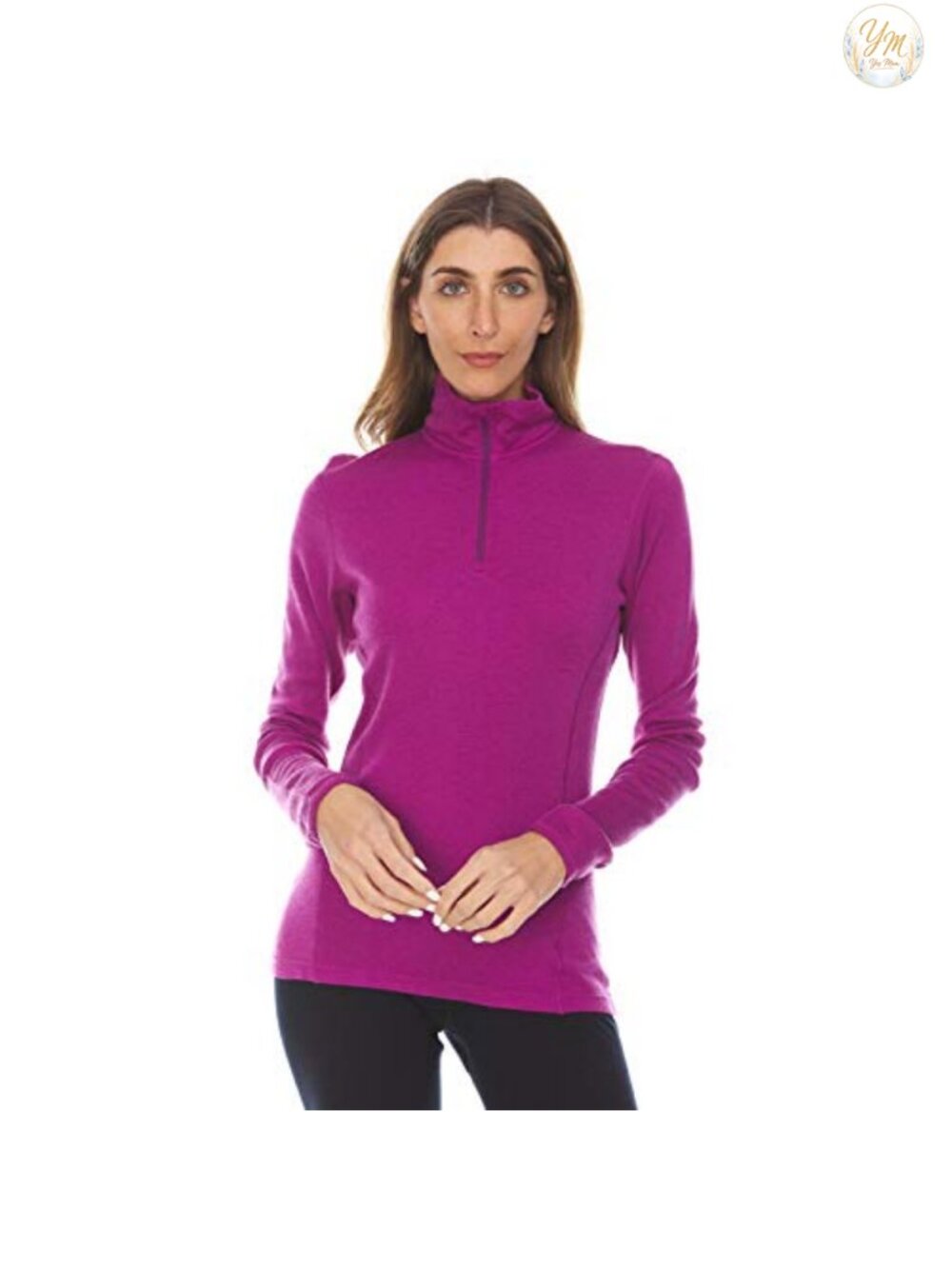 100% Merino Wool Midweight Women's 1/4 Zip Midlayer Base Layer